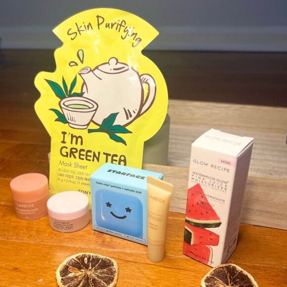 6x mini bundle Glow Recipe Laneige Starface Pink Juice Lip Sleep Mask Glowy Balm - Picture 2 of 8